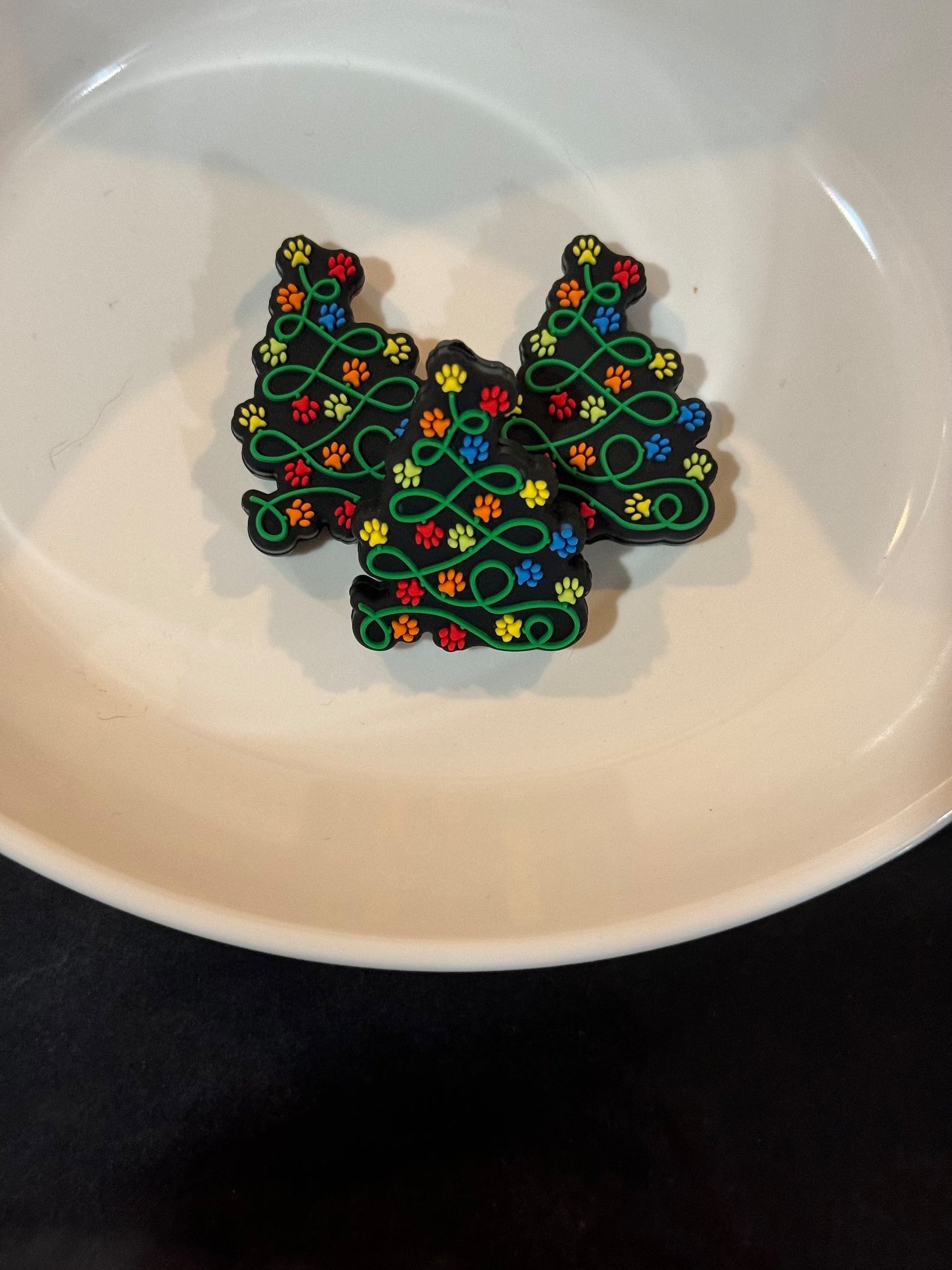 Christmas Tree Paw Prints Focal Bead - Main Image