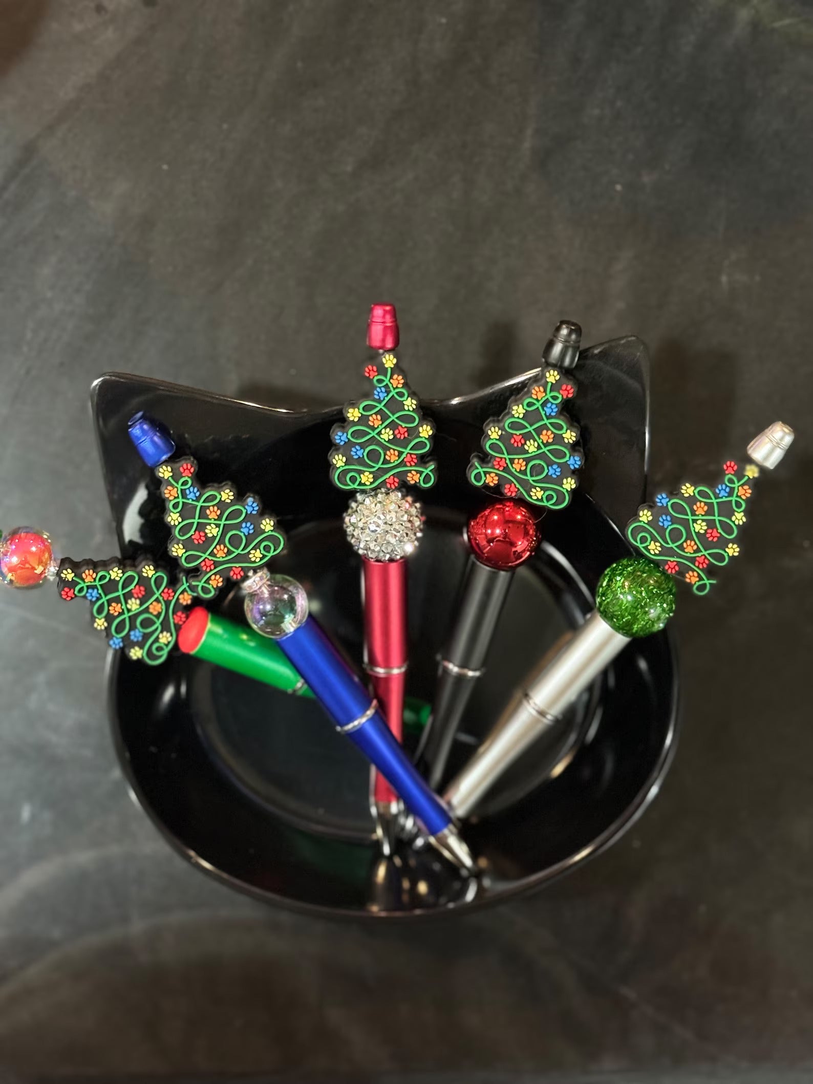 Christmas Tree Paw Prints Focal Bead