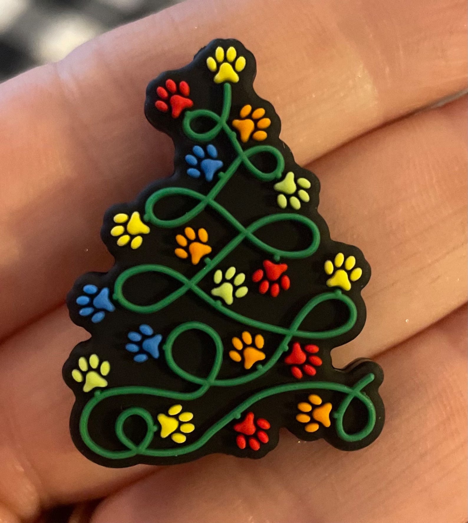 Christmas Tree Paw Prints Focal Bead