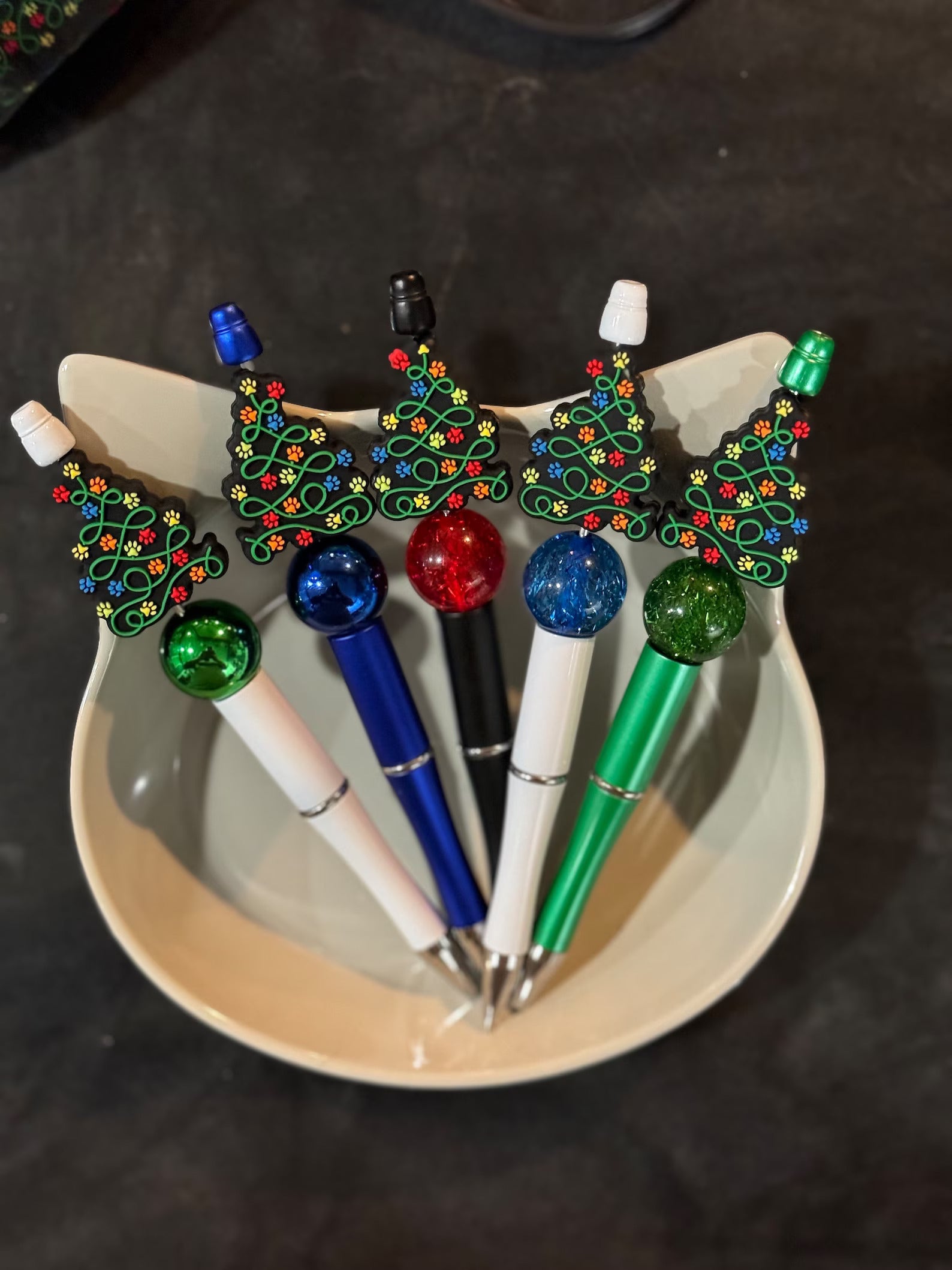 Christmas Tree Paw Prints Focal Bead